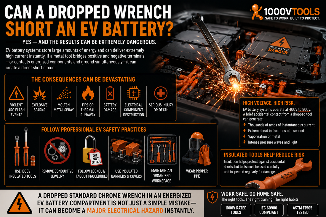 Can a dropped wrench short an EV battery?