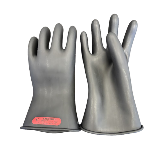 E011B/ Salisbury Class 0 Rubber Insulating Gloves, 1,000V AC, 1,500V DC, 11" Length