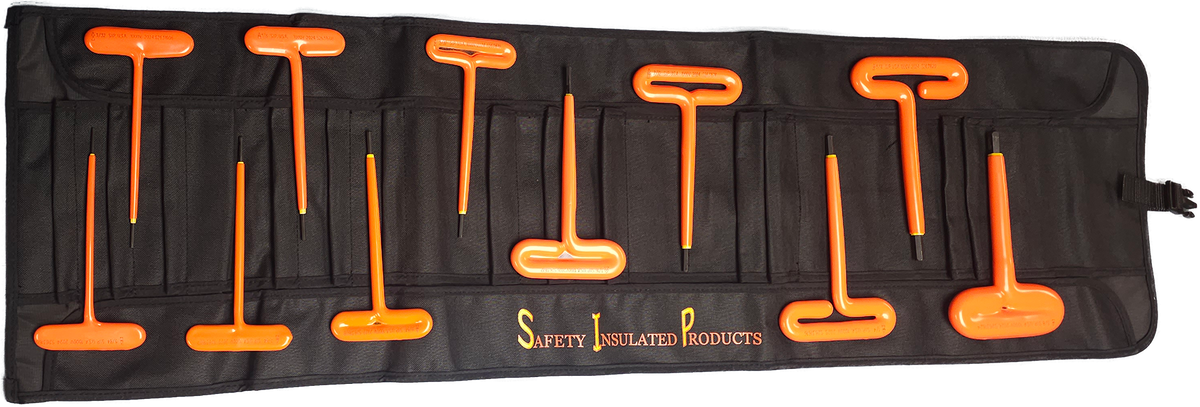 S262344 – 11-Piece 1000V Insulated SAE T-Handle Hex Key Wrench Set | 5/64"–3/8" | 6" Long | IEC 60900