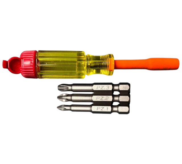 S2742614-PZ  1000v MAGNETIC POZIDRIV SCREWDRIVER with PZ1, PZ2, and PZ3 Bits