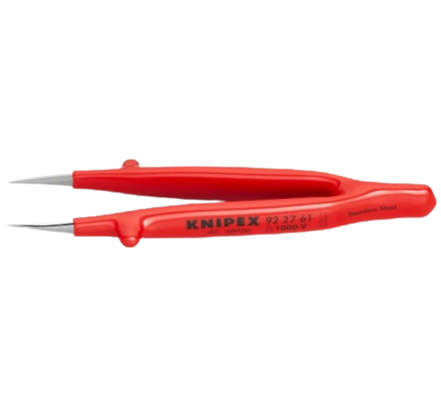 S30922761 5 1/4" Stainless Steel Gripping Tweezers-Pointed Tips-1000V Insulated