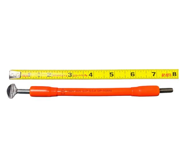 SIP-1420X6  1000v Insulated Panel Wedge w/1/4"-20 Male Stud -1/4"-20 FM Coupling Nut 6" OAL