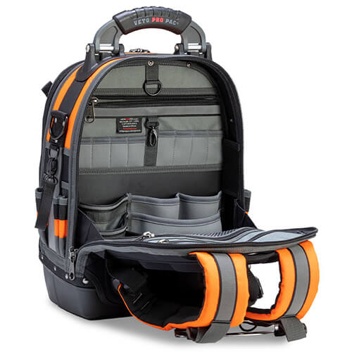 VETO TECH PAC Backpack Tool Bag, Hi-Viz Orange (13" x 10" x 19-1/2")