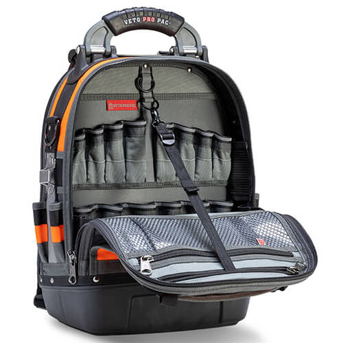 VETO TECH PAC Backpack Tool Bag, Hi-Viz Orange (13" x 10" x 19-1/2")